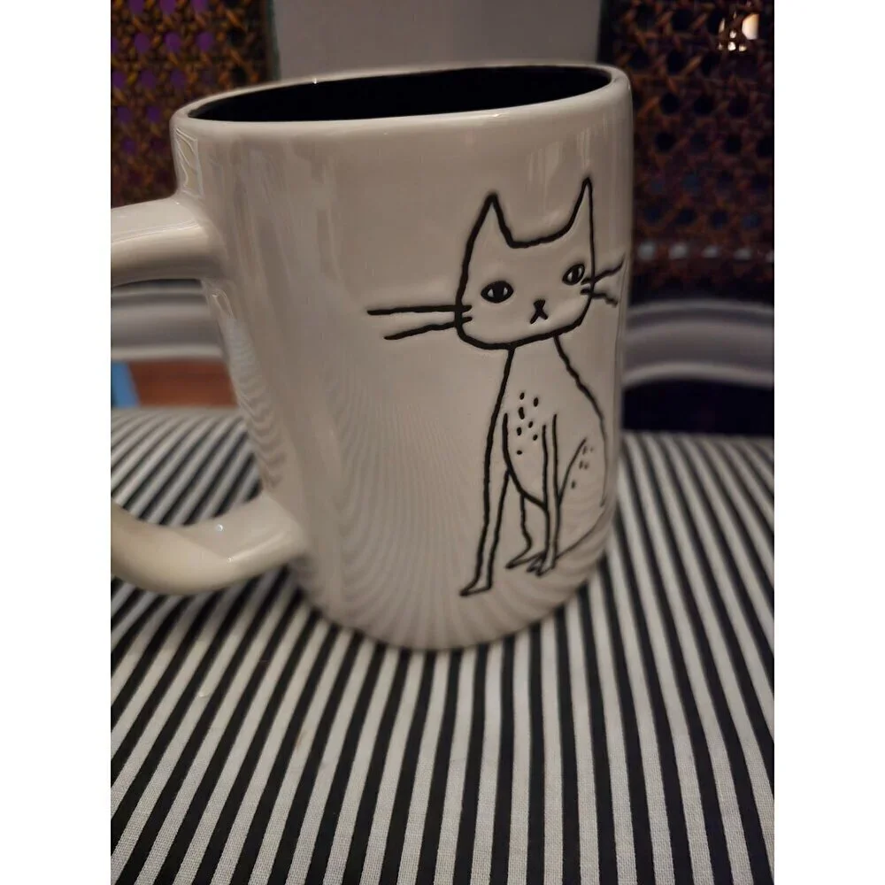NWT Rae Dunn Halloween Jeepers Creepers Cat Icon Double Sided Mug